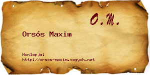 Orsós Maxim névjegykártya